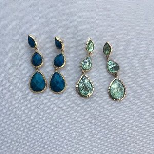 Blue Triple Drop Earrings
